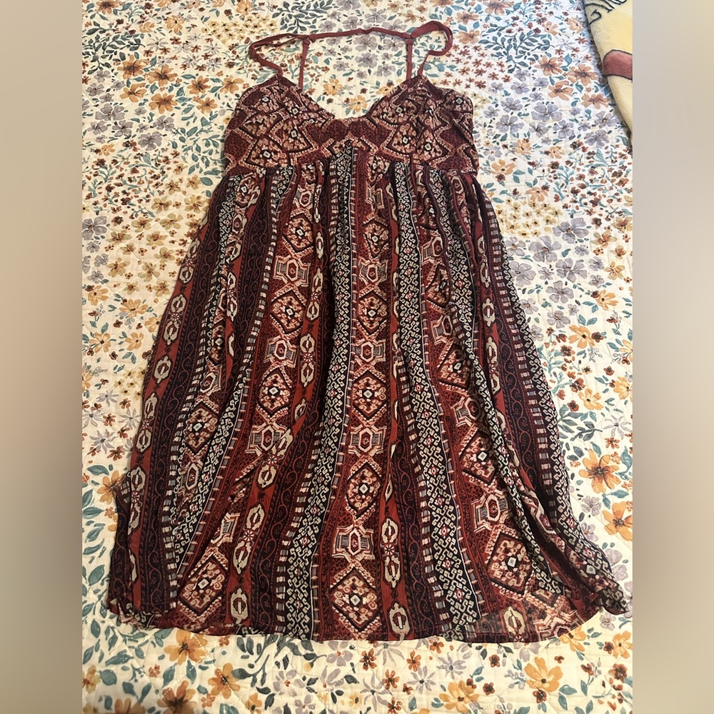 Hollister Maroon Patterned Dress